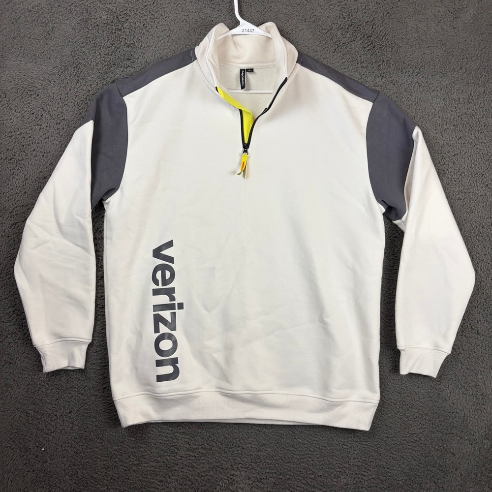 Design Collective Verizon Mens Large Quarter Zip Pullover White Gray